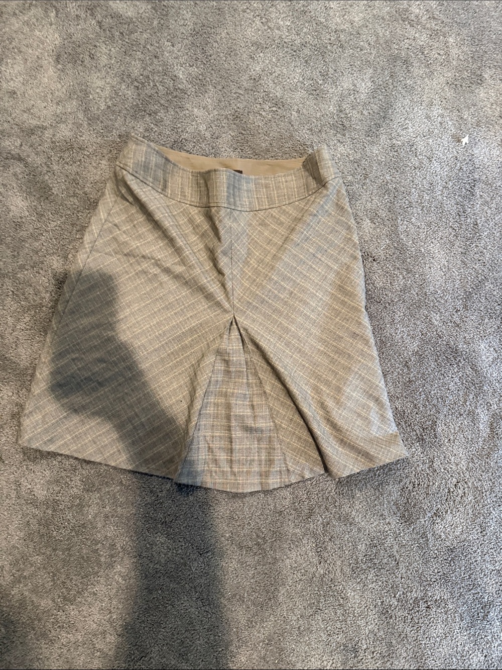 The Limited Plaid A-Line Skirt in Beige and Light Gray